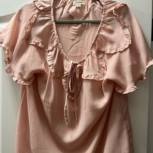 Nordstrom Max Studio short sleeve neck tie blouse , size   L